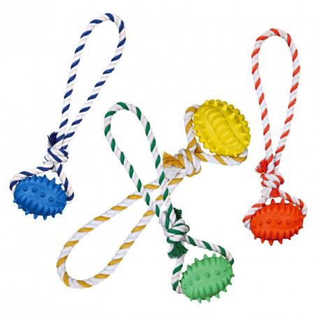 Ballon de Rugby sur corde pour chien