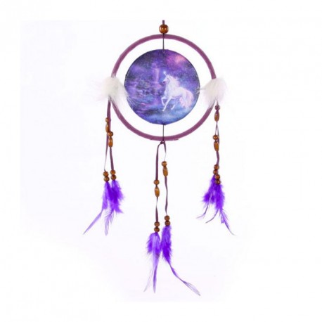 Attrape rêves licorne avec Plumes Diamètre 16 cm