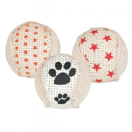 Lot de 3 balles en jute pour chat