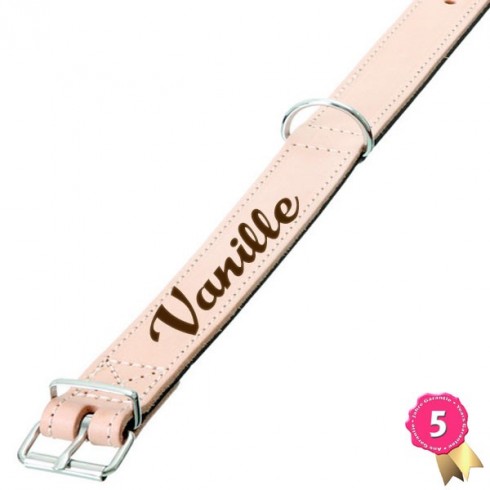 Collier cuir large beige