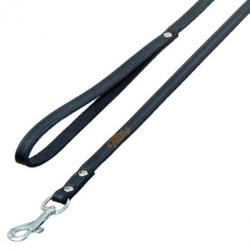 Laisse en cuir noir avec rivets