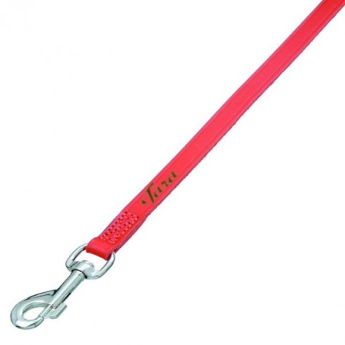 Laisse en cuir rouge cousue