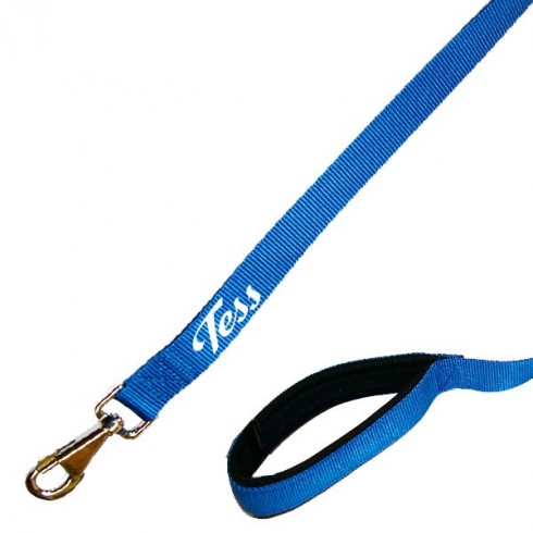 Laisse chien personnalisé avec poignée confortable bleue