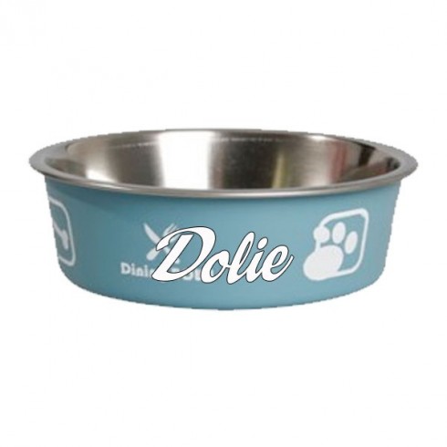 Gamelle bleue ciel bella Kena pour chien personnalisée avec le prenom