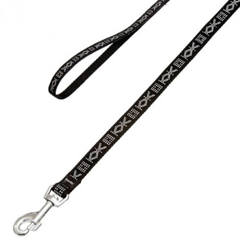 Laisse pour chien noire avec boucle chromée