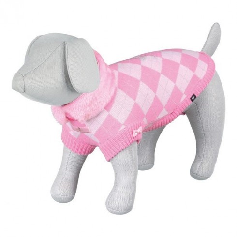 Pull over rose à carreaux rose pour chienne