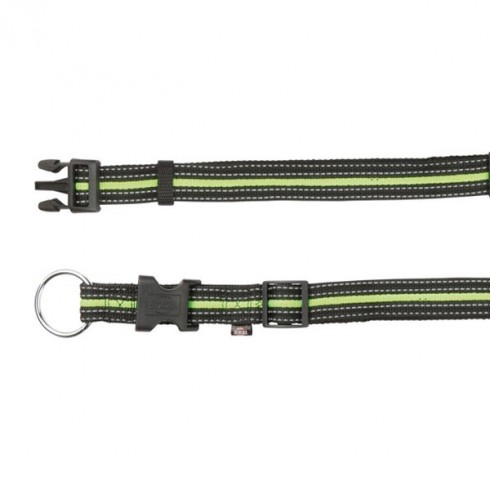 Collier pour chien réfléchissant vert et noir