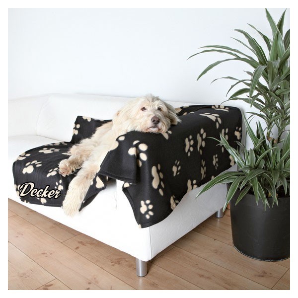 Couverture Polaire Personnalisée Pour Chien - Imprimé Pattes, Taille L, Microfibre, Nom De Votre Animal