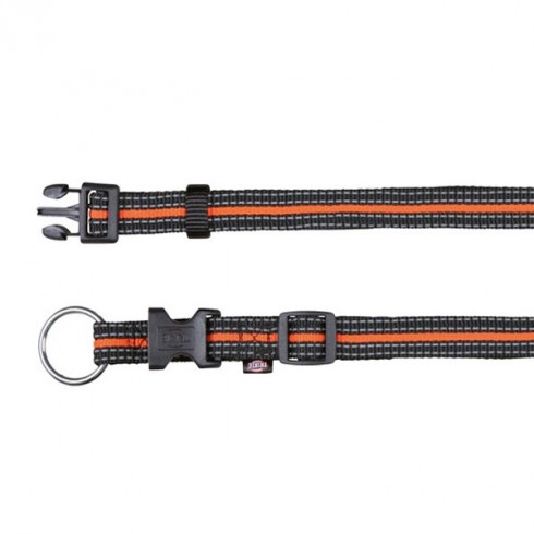 Collier pour chien réfléchissant noir et orange